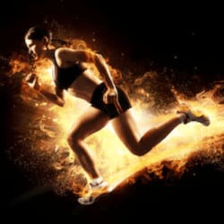  pre workout and running - woman running on fire