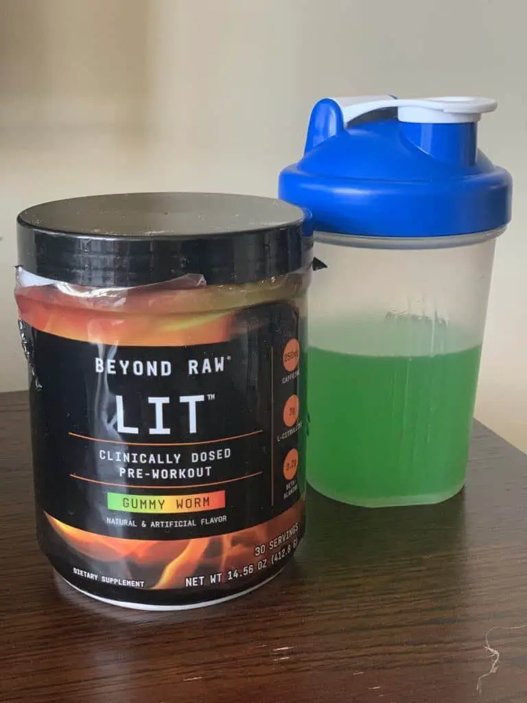 Beyond Raw LIT Pre Workout Review - Beyond Raw LIT on my table
