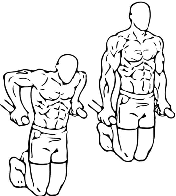 best chest exercises - man doing dip exercises diagram