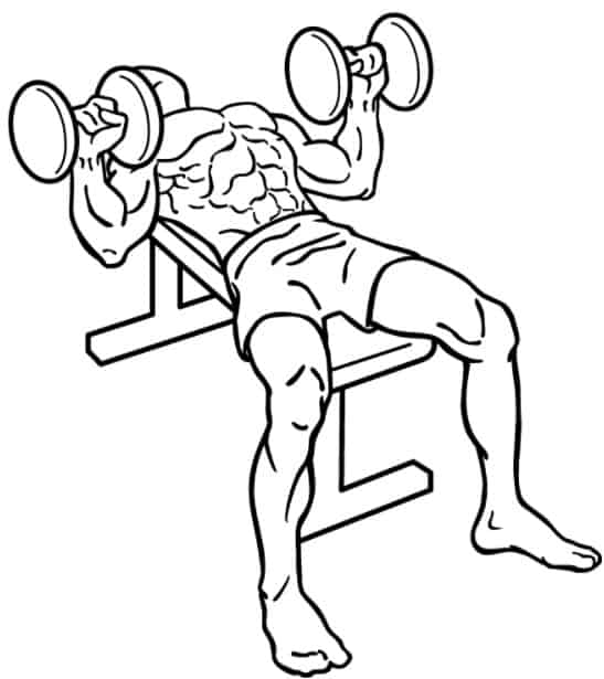 best chest exercises - man doing incline dumbbell press diagram